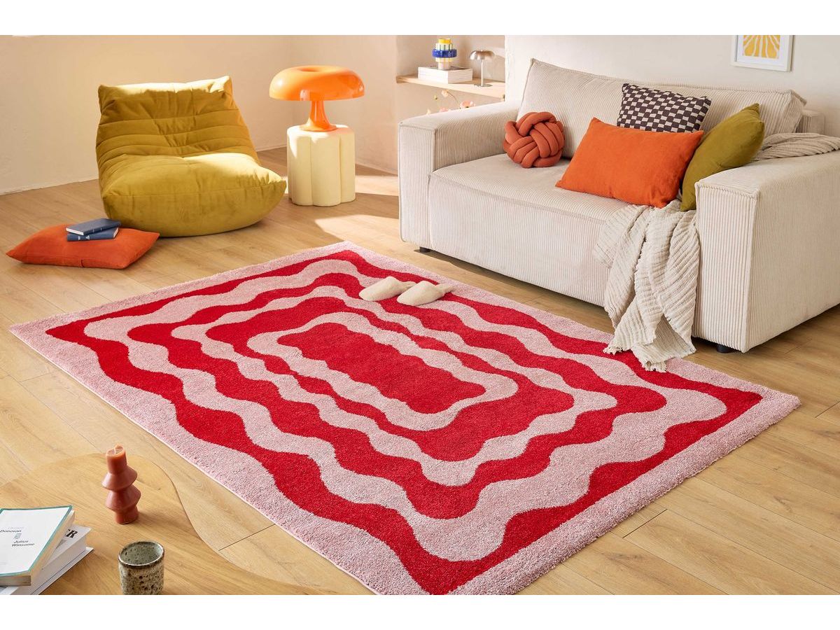 Tapis poils longs LAURIE motif abstrait