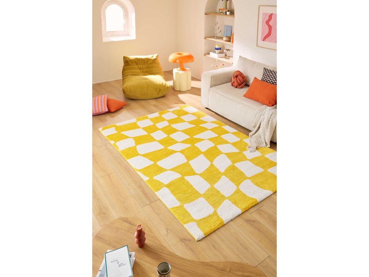 Betty langpolig vloerkleed met retropatroon