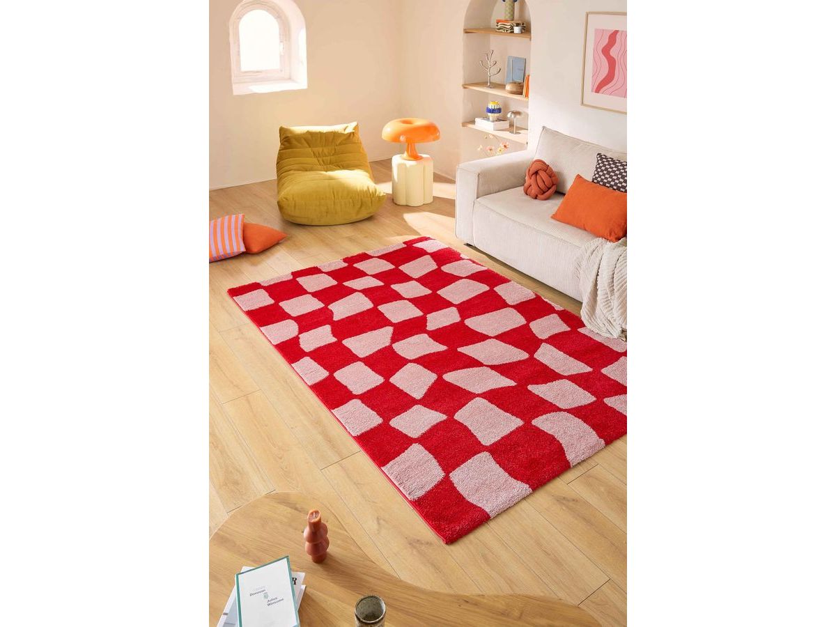 Betty langpolig vloerkleed met retropatroon