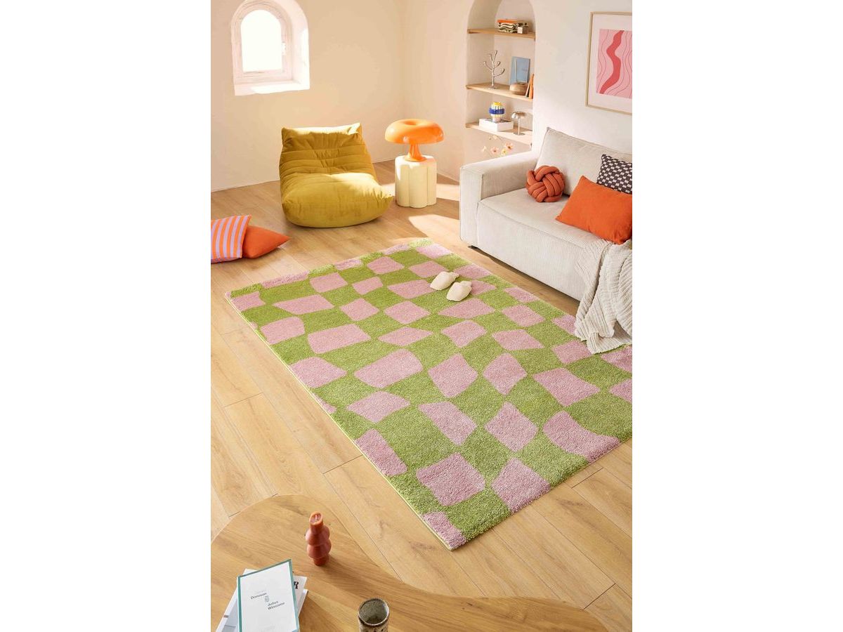 Betty langpolig vloerkleed met retropatroon