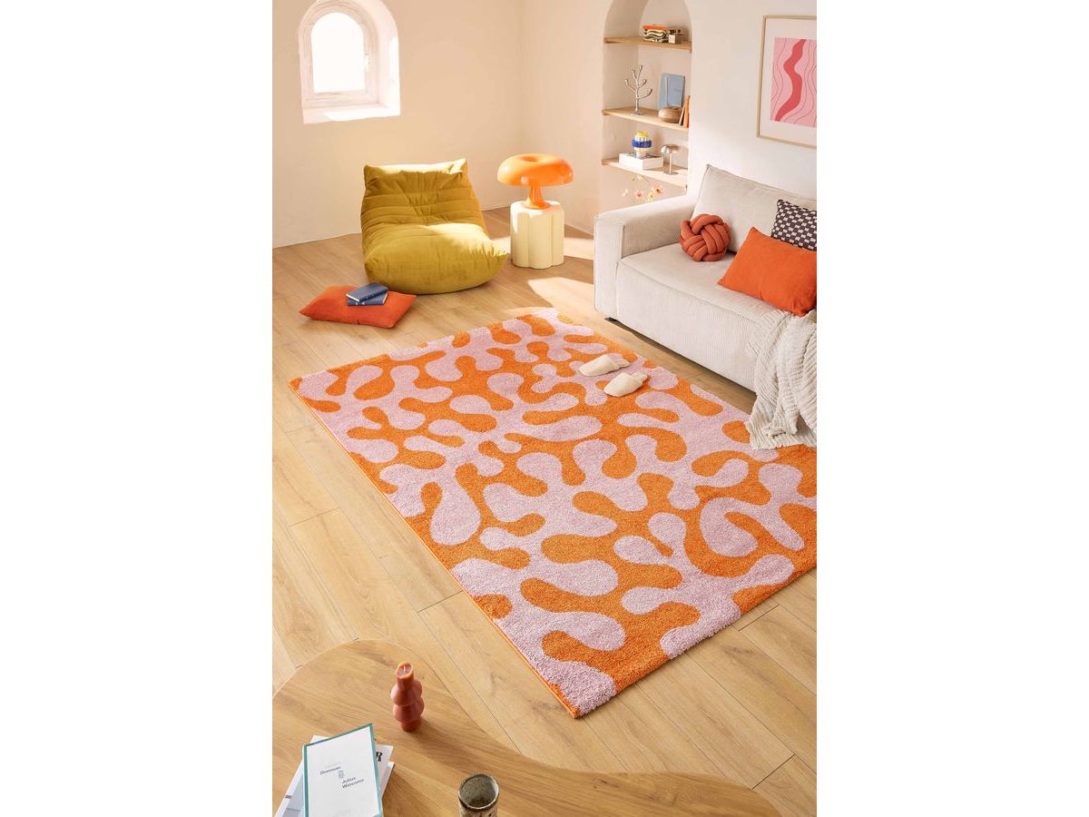 MARTY langpolig vloerkleed met retropatroon