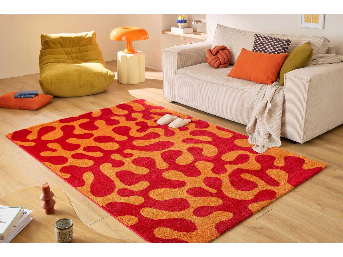 Tapis poils longs MARTY motif rétro