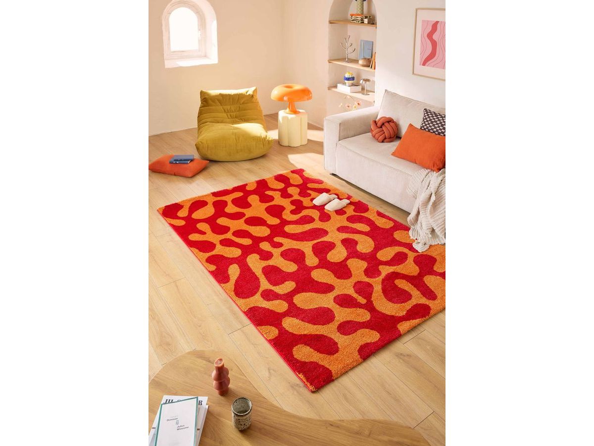 MARTY langpolig vloerkleed met retropatroon