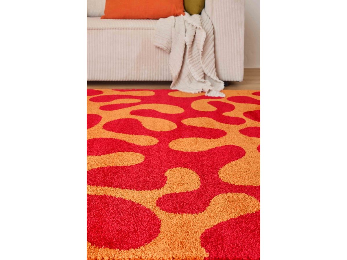 MARTY langpolig vloerkleed met retropatroon