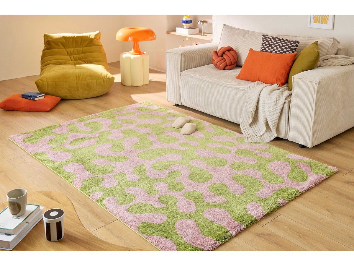 MARTY langpolig vloerkleed met retropatroon