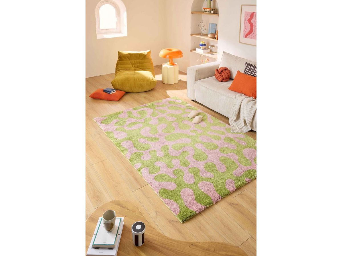 MARTY langpolig vloerkleed met retropatroon