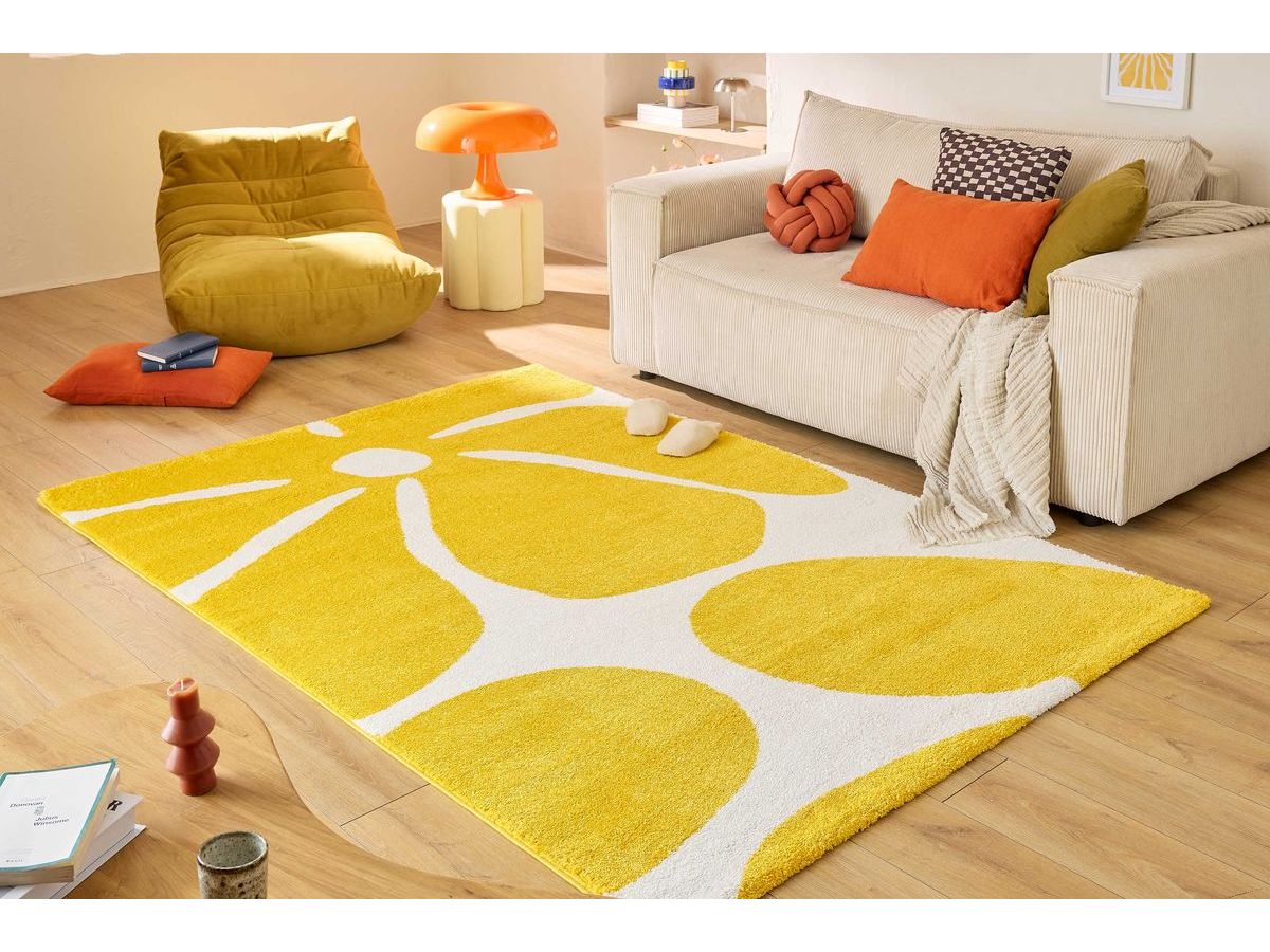 LYDIA langpolig vloerkleed met bloemenmotief