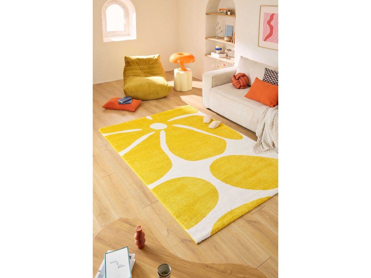 LYDIA langpolig vloerkleed met bloemenmotief