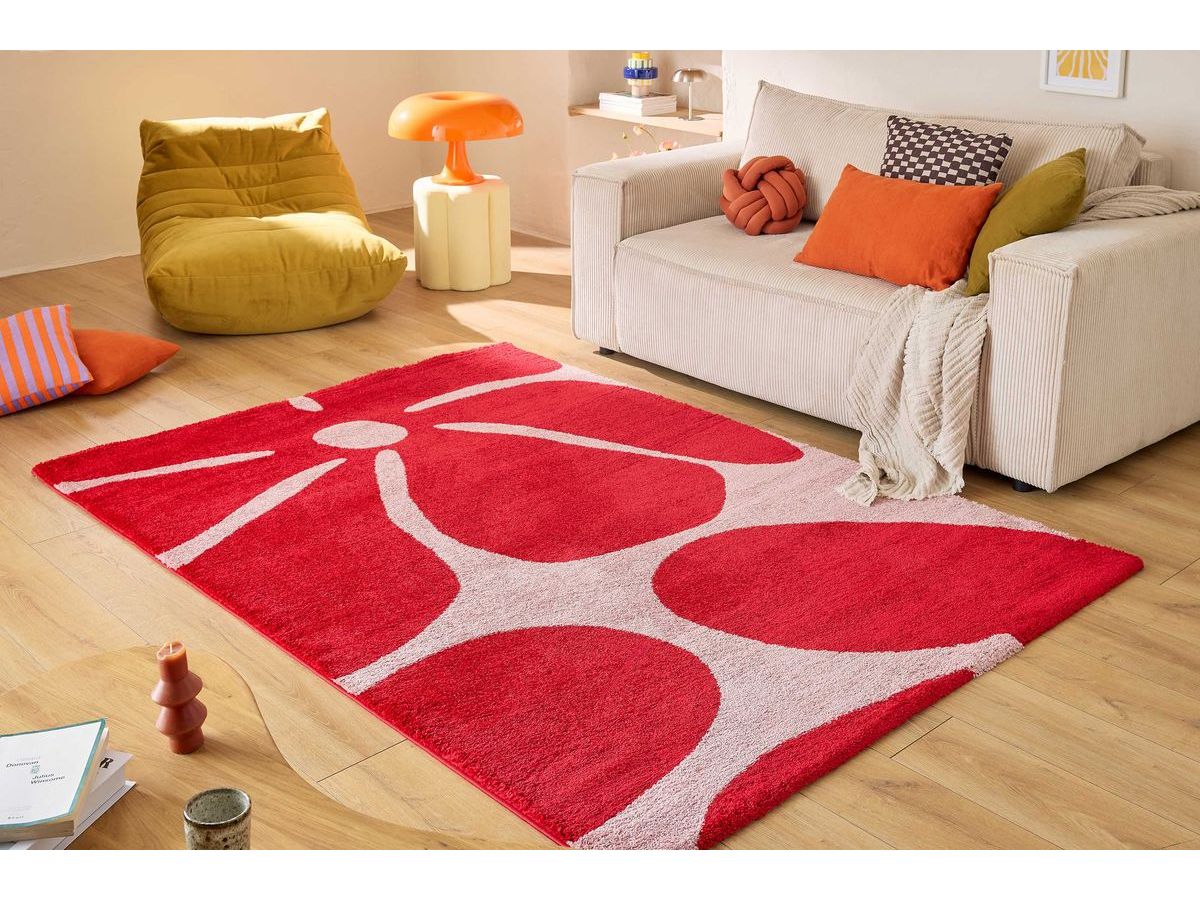 LYDIA langpolig vloerkleed met bloemenmotief