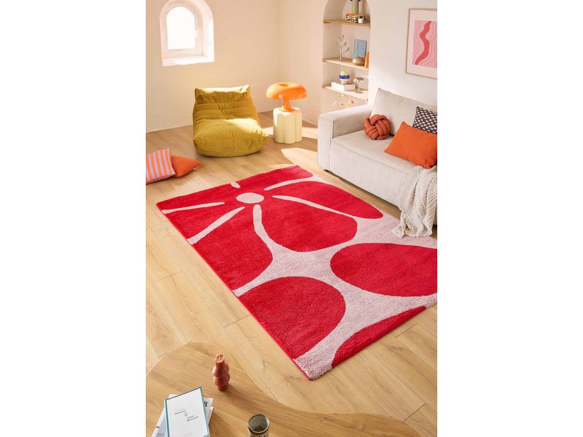 LYDIA langpolig vloerkleed met bloemenmotief