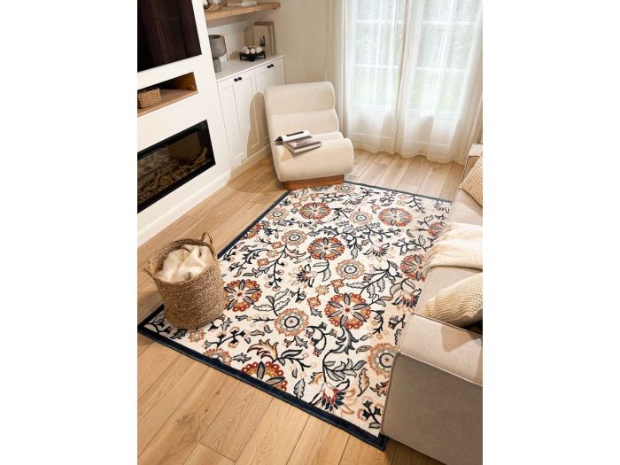 Tapis poils ras ANNAELLE motif vintage