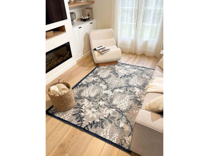 Tapis poils ras REBECCA motif vintage