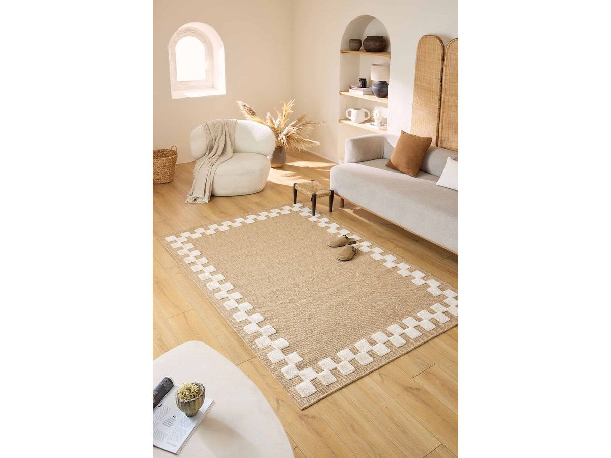 PALOMA laagpolig vloerkleed met jute-look