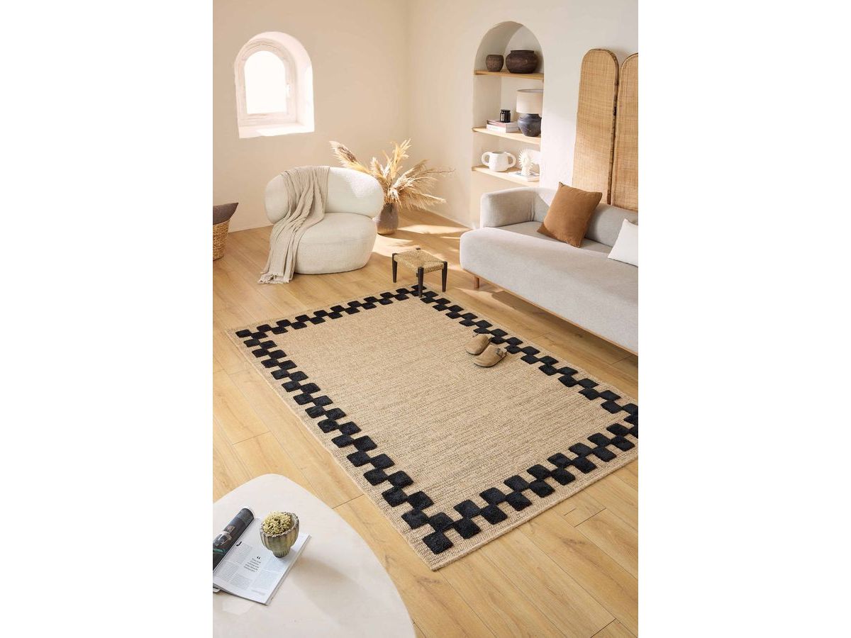 PALOMA laagpolig vloerkleed met jute-look