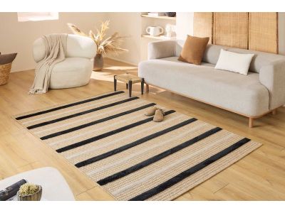 Tapis poils courts HILDA aspect jute motif rayé