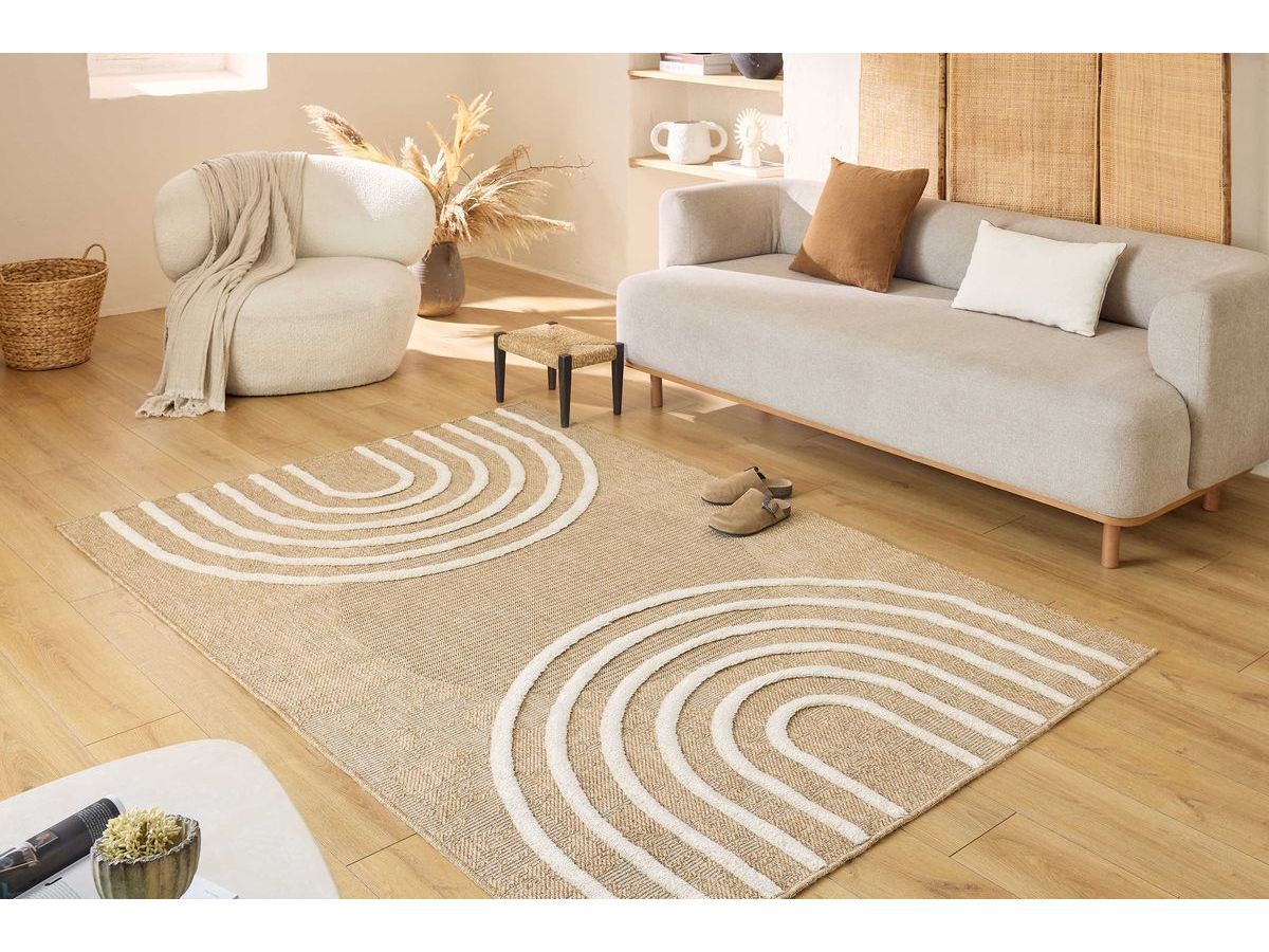 RYAN laagpolig vloerkleed met jute-look