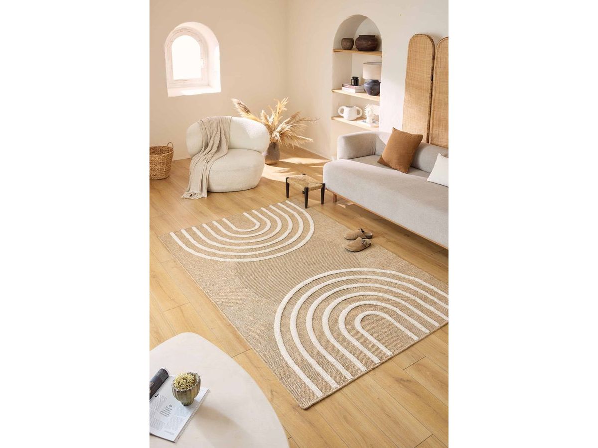 RYAN laagpolig vloerkleed met jute-look