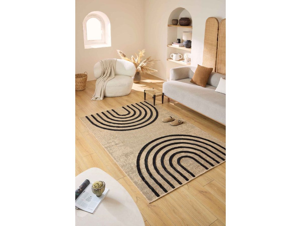 RYAN laagpolig vloerkleed met jute-look