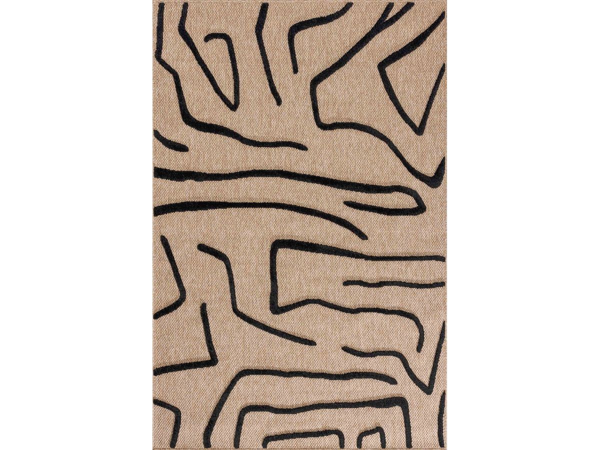 erika laagpolig vloerkleed met grafisch patroon gekleurd zwart