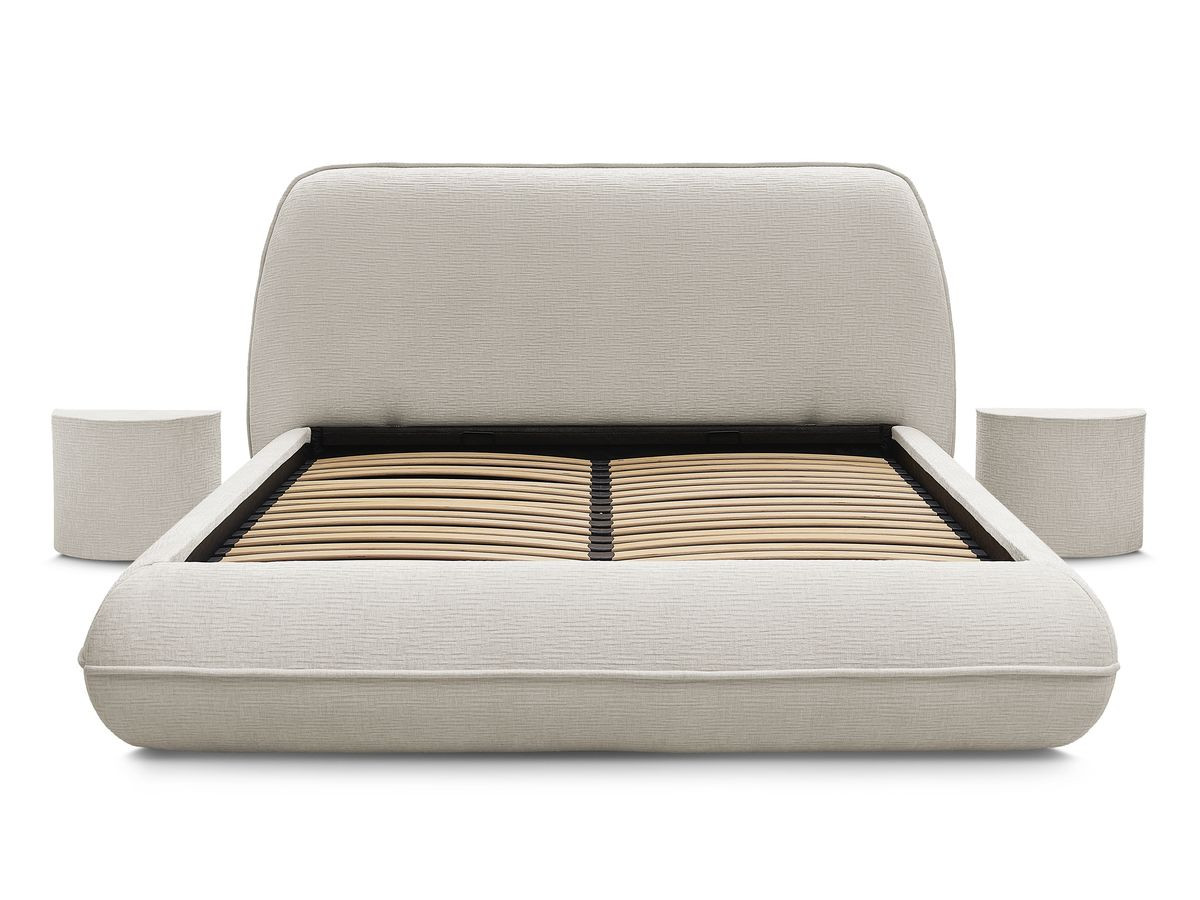 Ensemble LIAM avec Lit + 2 chevets texturé beige — vue 6