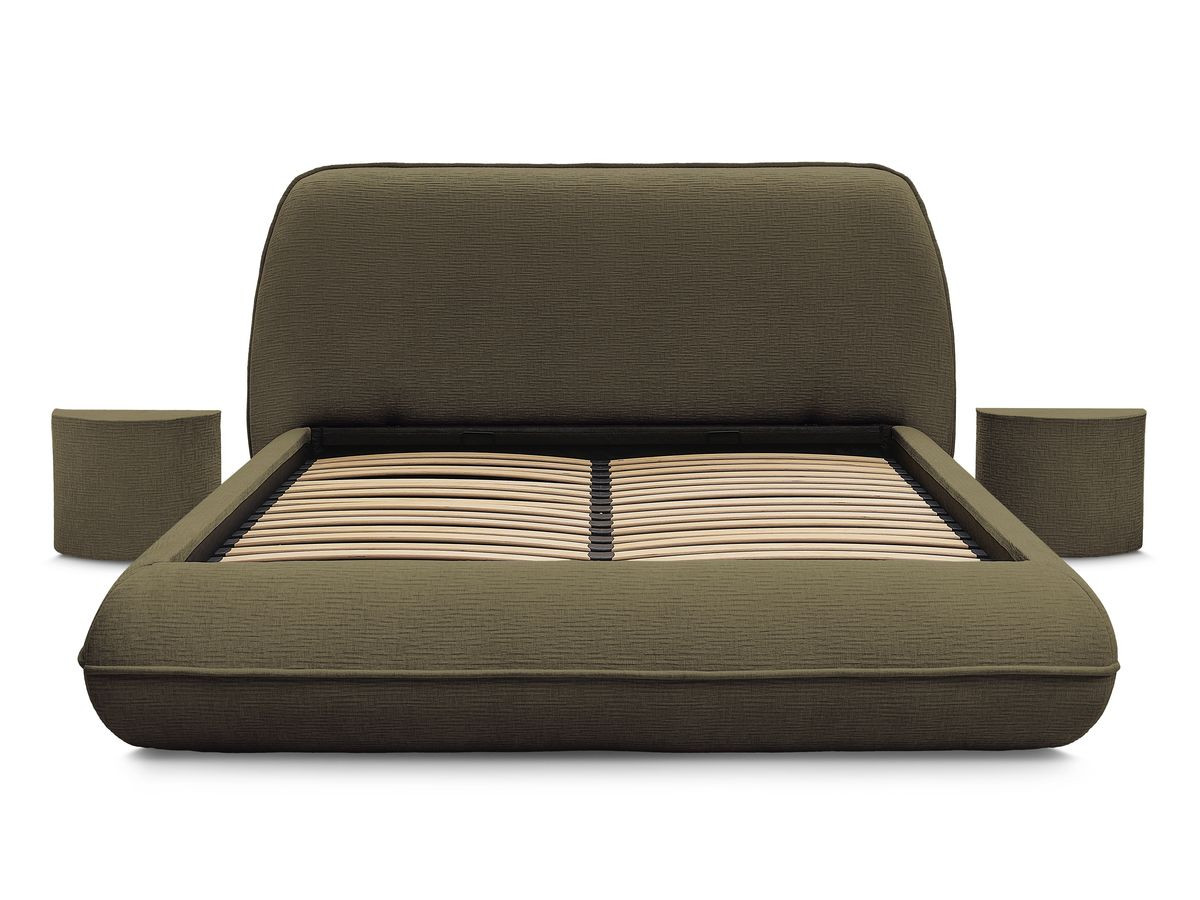 LIAM set met bed + 2 nachtkastjes in structuurstof