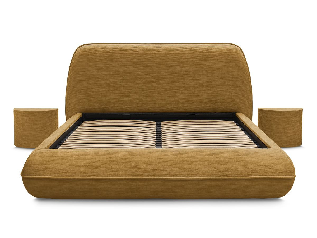 LIAM set met bed + 2 nachtkastjes in structuurstof