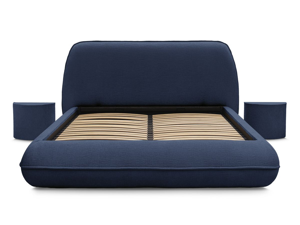 Ensemble LIAM avec Lit + 2 chevets texturé bleu — vue 6