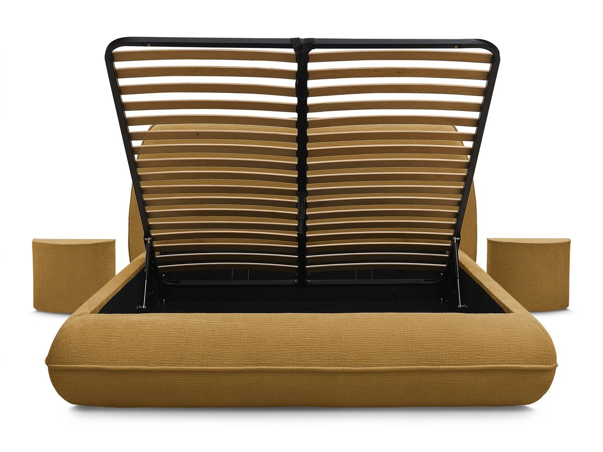 LIAM set met bed + 2 nachtkastjes in structuurstof