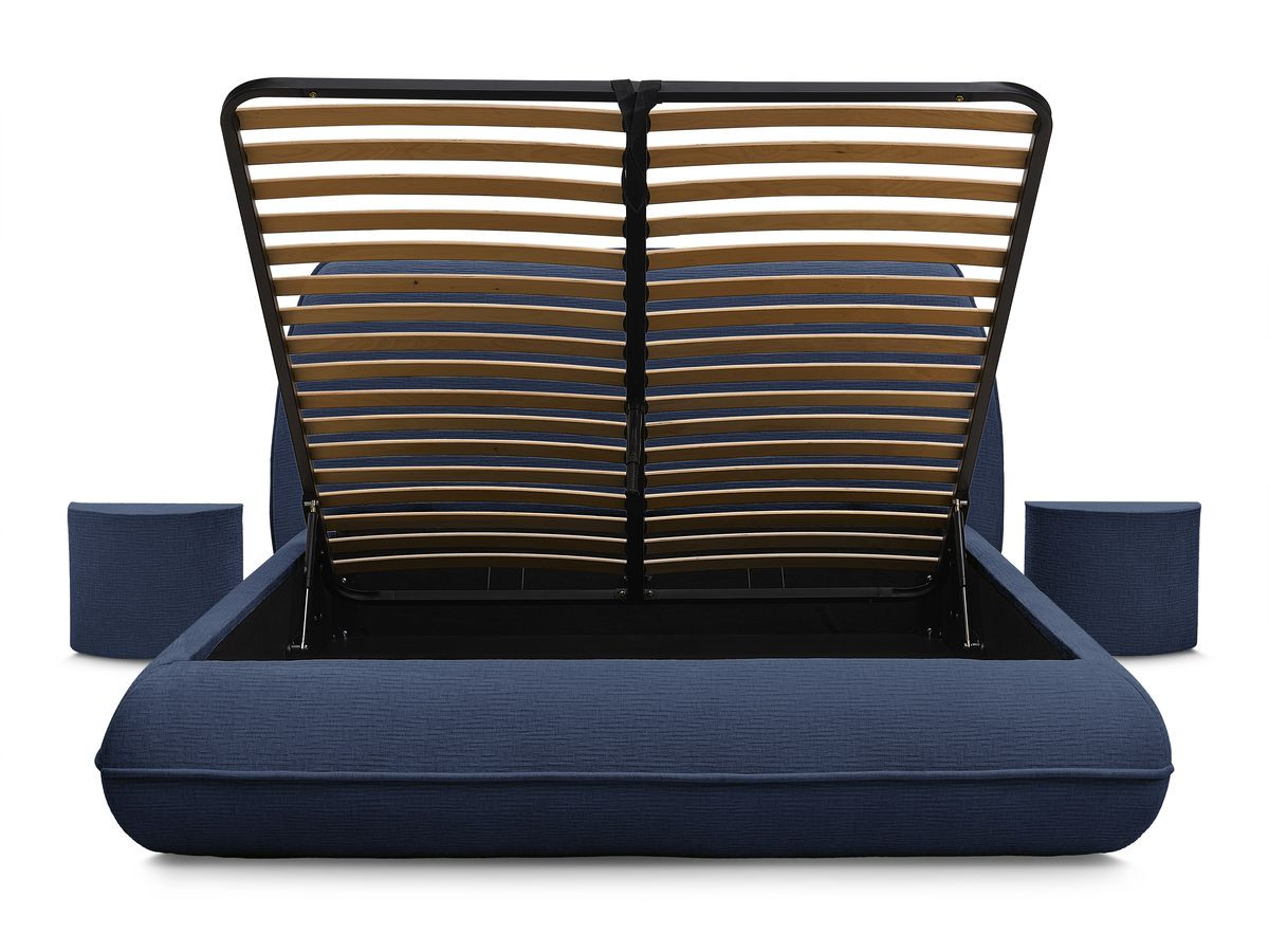 LIAM set met bed + 2 nachtkastjes in structuurstof