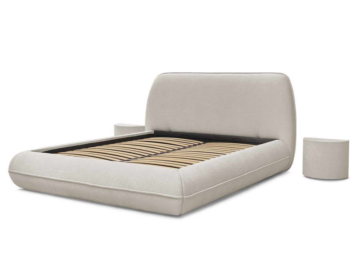 LIAM set met bed + 2 nachtkastjes in structuurstof