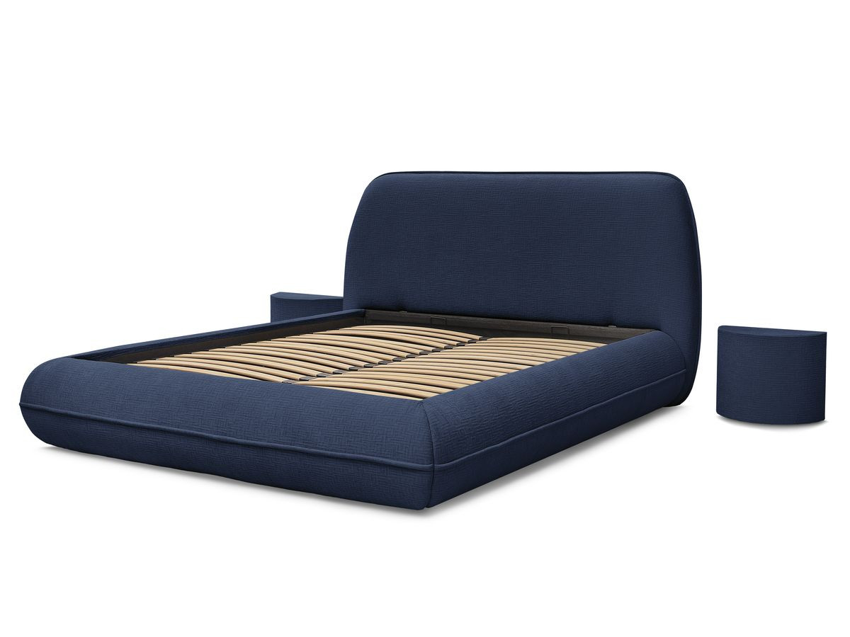 LIAM set met bed + 2 nachtkastjes in structuurstof