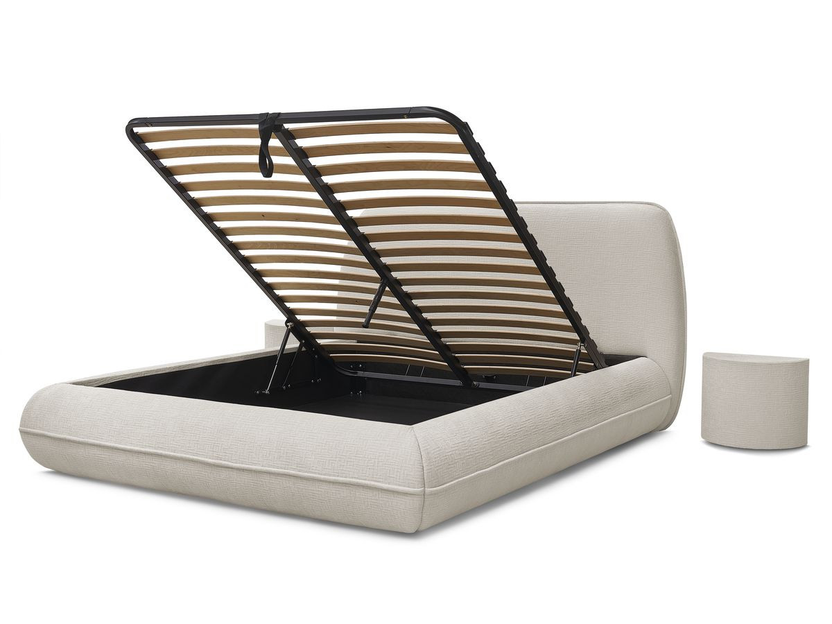 LIAM set met bed + 2 nachtkastjes in structuurstof