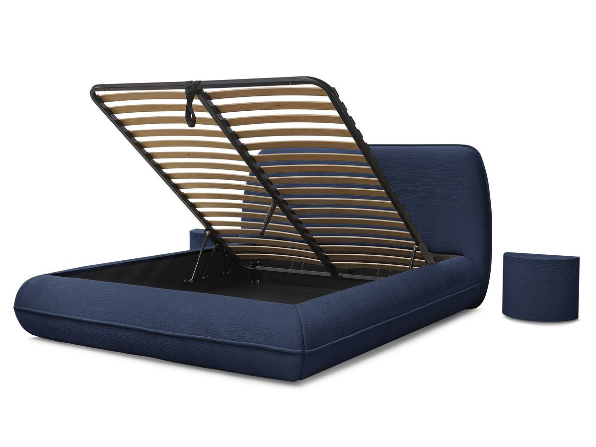 LIAM set met bed + 2 nachtkastjes in structuurstof