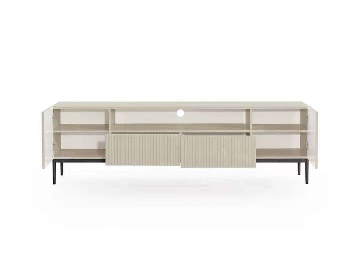 Ensemble KASHA avec meuble TV 200 cm avec niche + buffet 4 portes 200 cm + table basse pieds noirs beige — vue 6