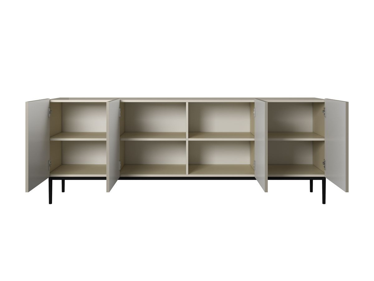 KASHA set met 200 cm tv-meubel met nis + 200 cm 4-deurs dressoir + salontafel met zwarte poten