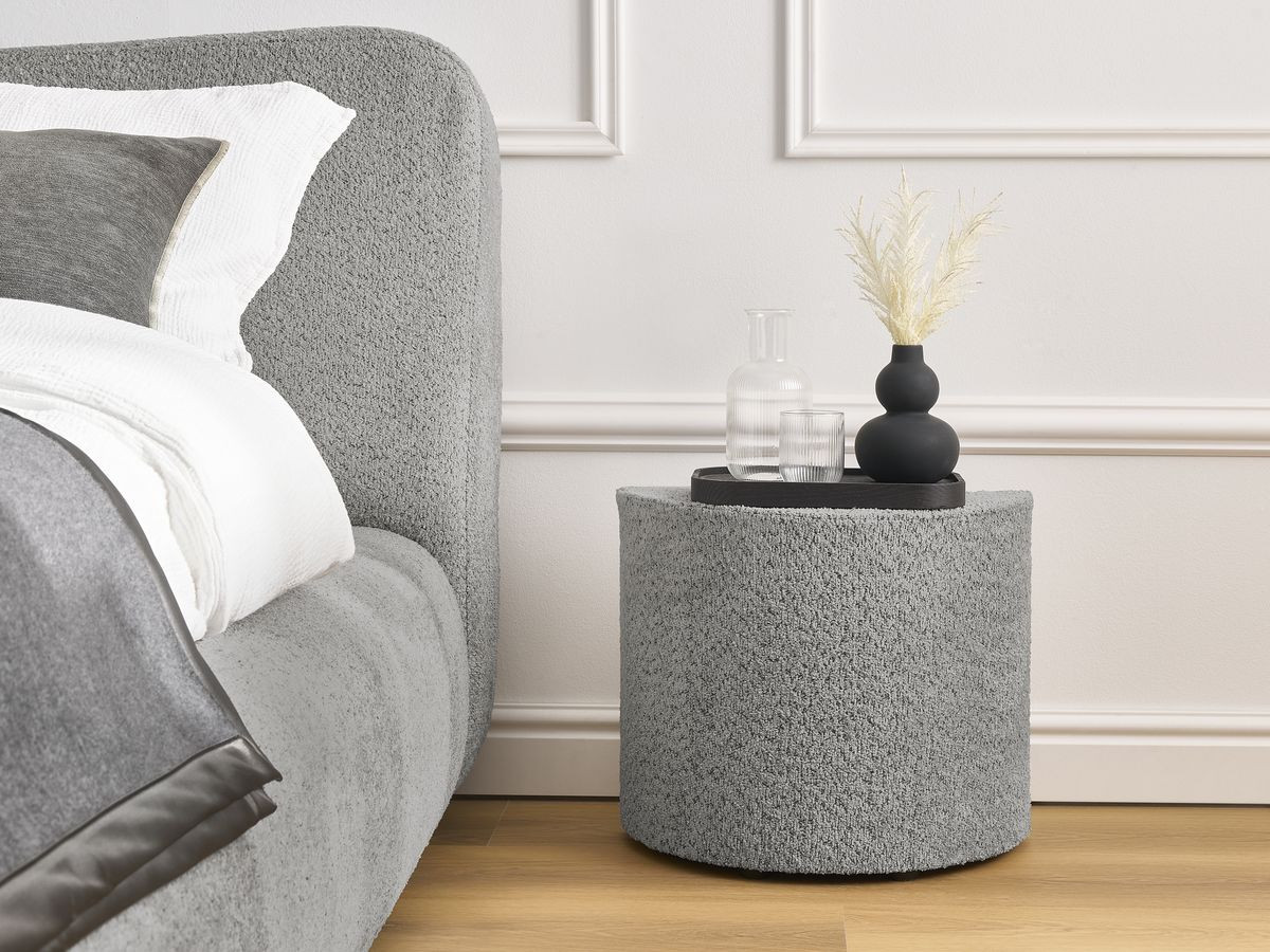 Ensemble PETER avec Lit + 2 chevets bouclette gris — vue 5