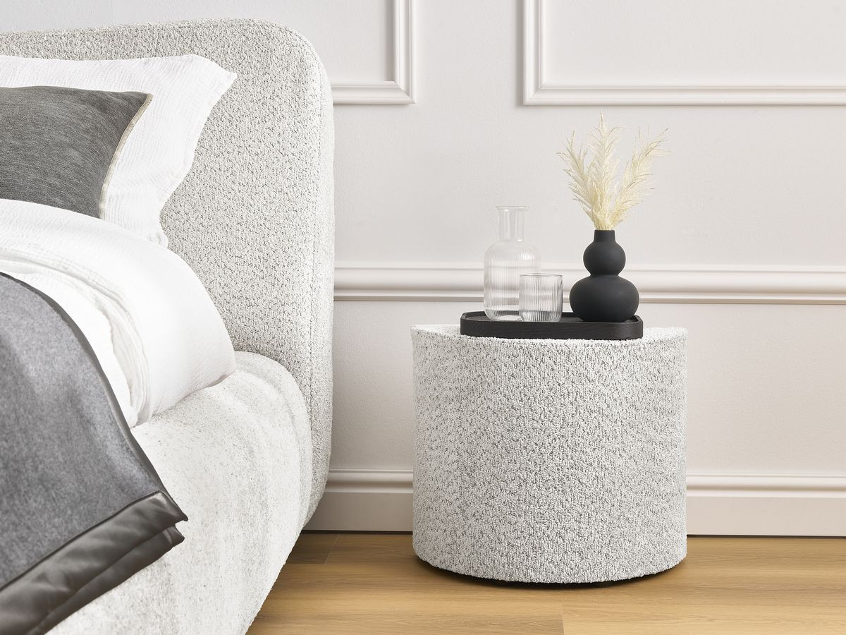 Ensemble PETER avec Lit + 2 chevets bouclette blanc — vue 5