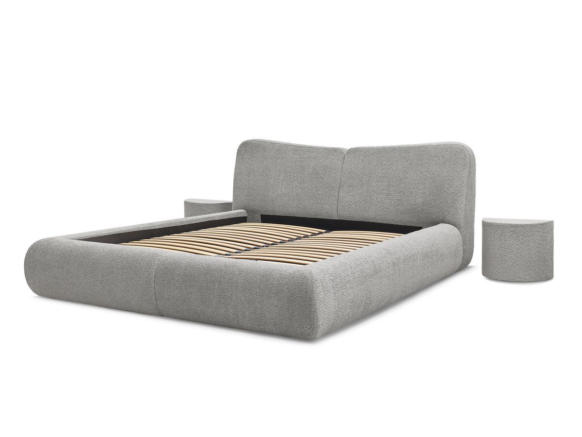 Ensemble PETER avec Lit + 2 chevets bouclette gris — vue 6