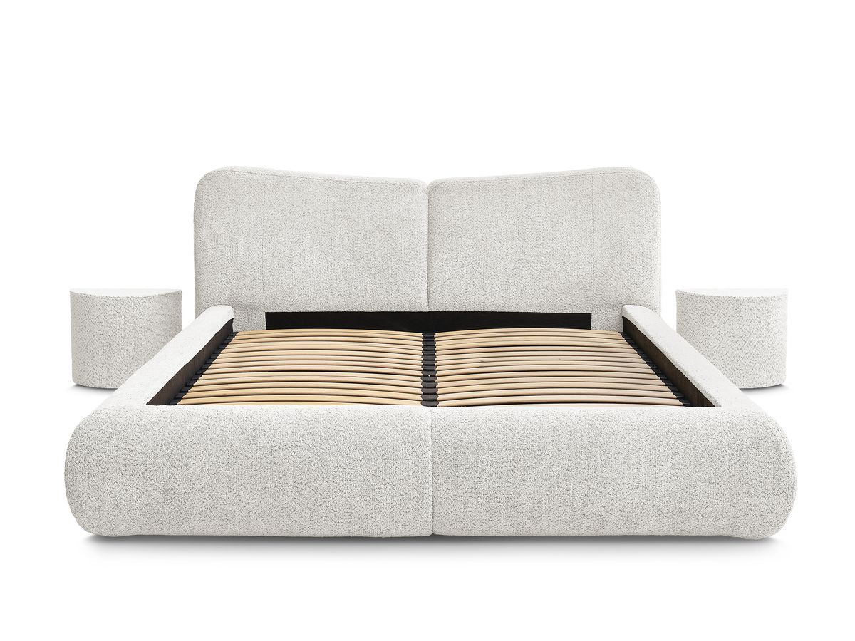 Ensemble PETER avec Lit + 2 chevets bouclette blanc — vue 6