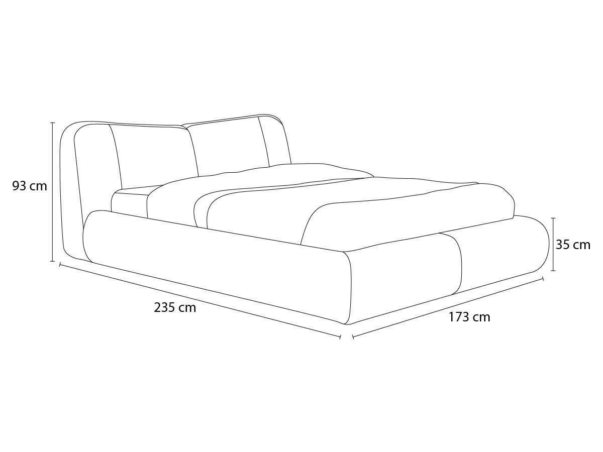 PETER set met bed + 2 nachtkastjes in badstof