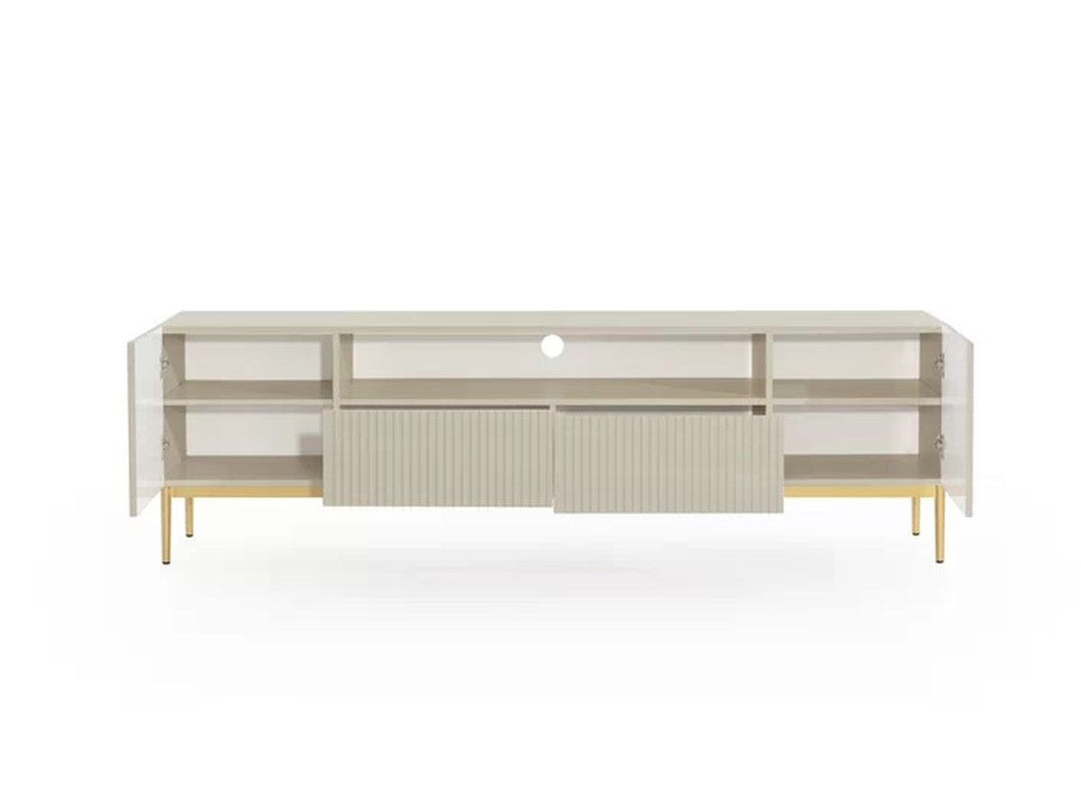 KASHA set met 200 cm tv-meubel met nis + 200 cm 4-deurs dressoir + salontafel met gouden poten