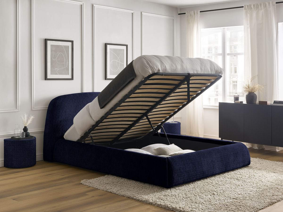 Ensemble MALON avec Lit + 2 chevets texturé bleu — vue 4