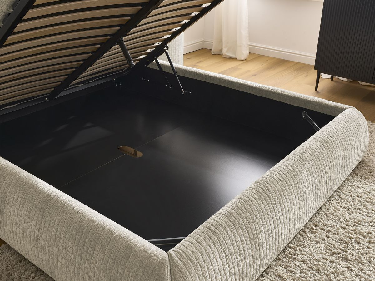 MALON set met bed + 2 nachtkastjes in structuurstof