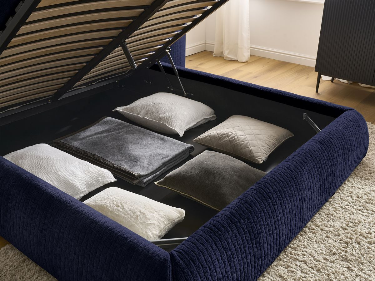 MALON set met bed + 2 nachtkastjes in structuurstof