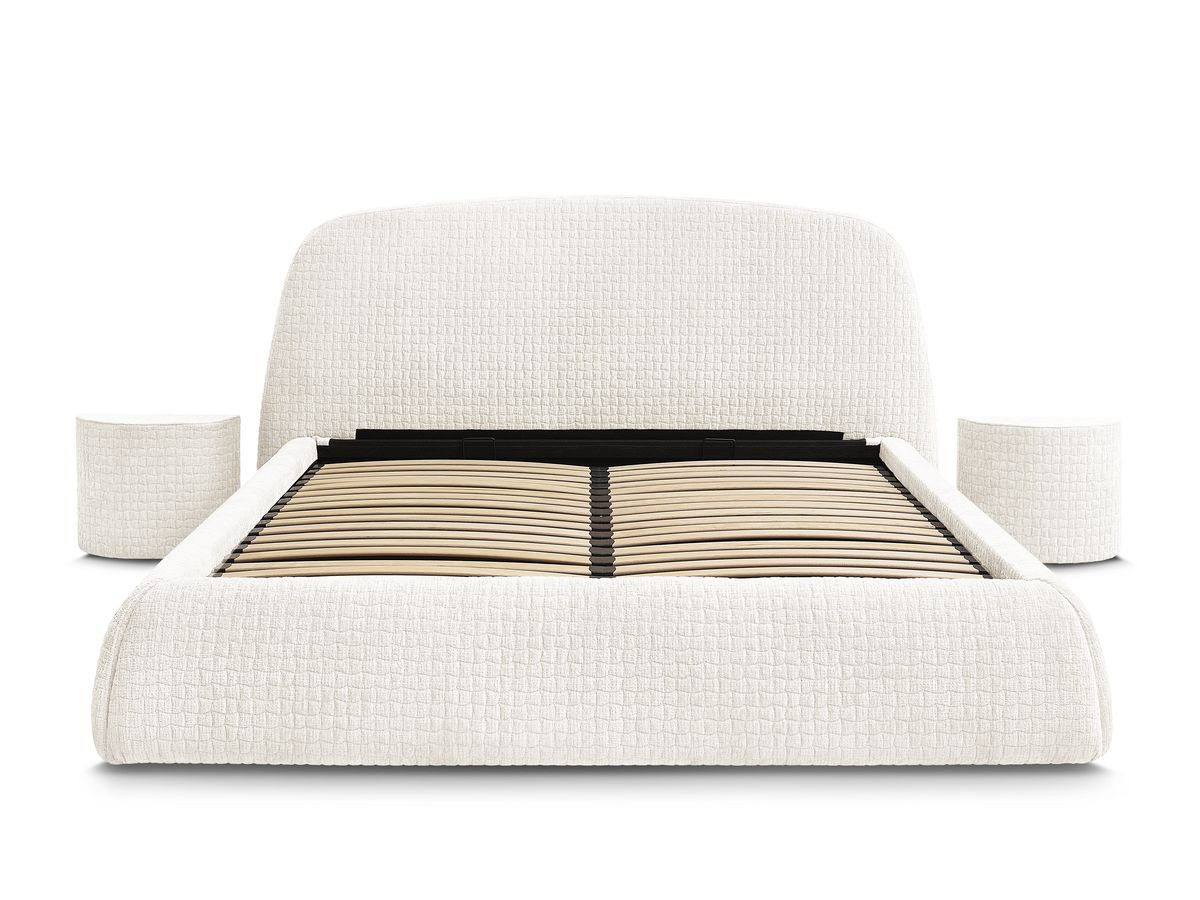 Ensemble MALON avec Lit + 2 chevets texturé blanc — vue 6