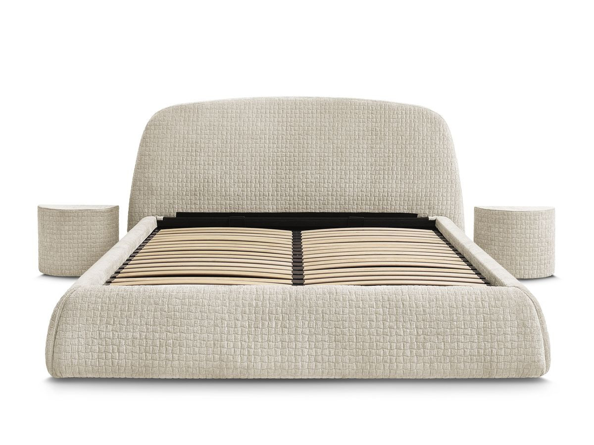 Ensemble MALON avec Lit + 2 chevets texturé beige — vue 6