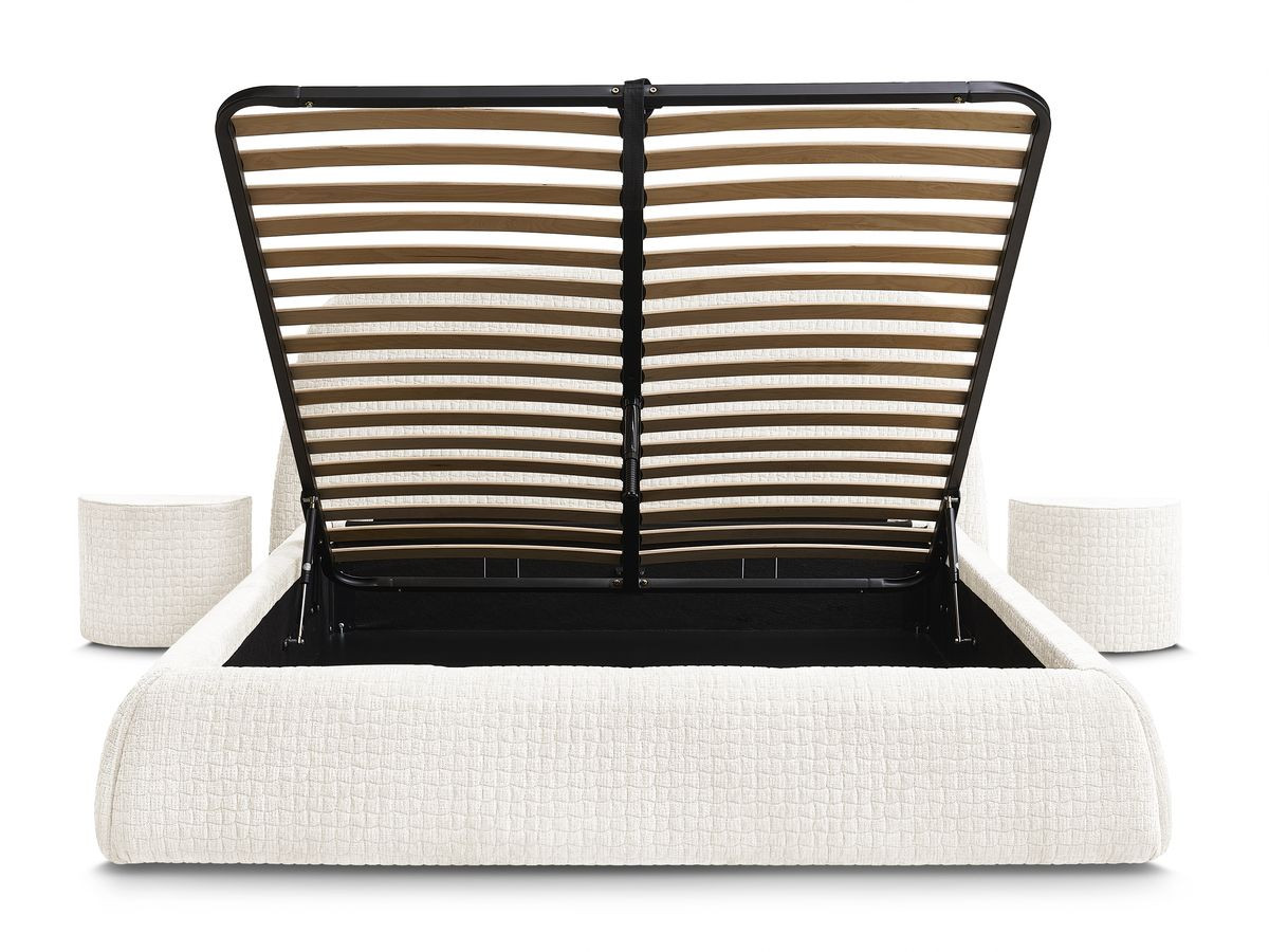 MALON set met bed + 2 nachtkastjes in structuurstof