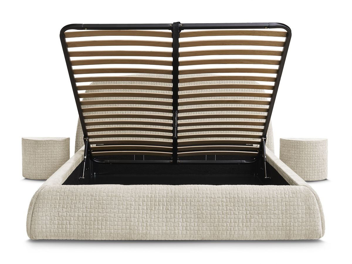 MALON set met bed + 2 nachtkastjes in structuurstof