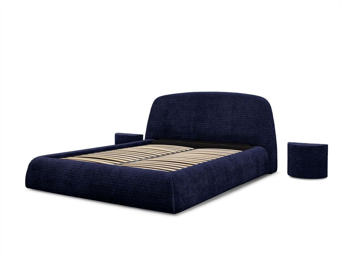 MALON set met bed + 2 nachtkastjes in structuurstof