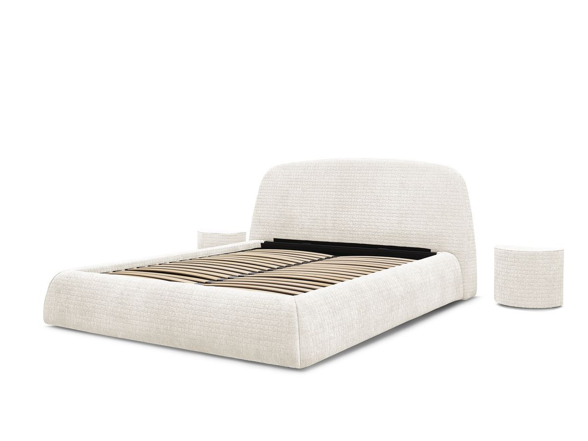 MALON set met bed + 2 nachtkastjes in structuurstof